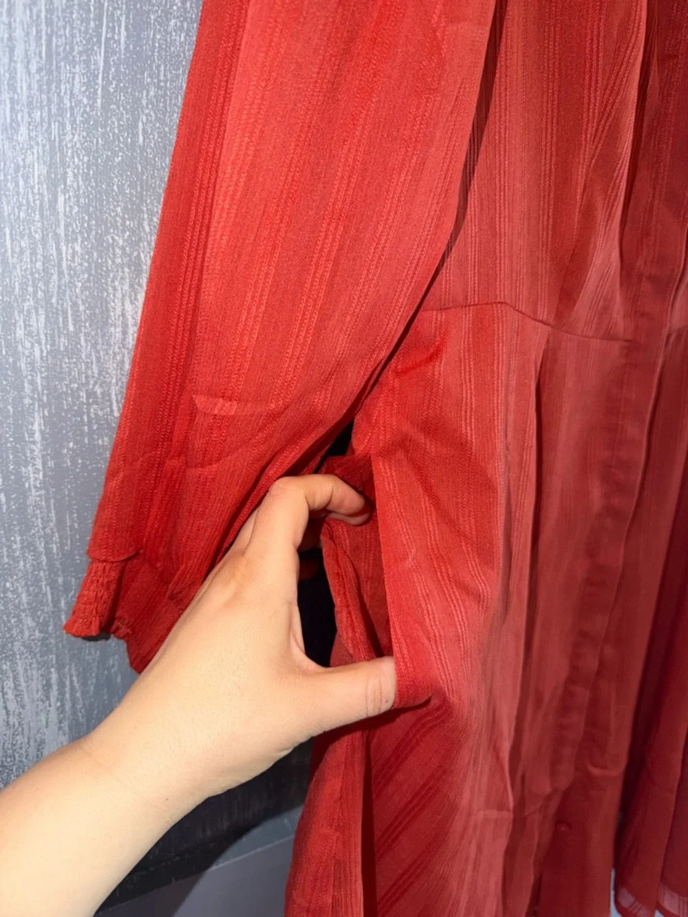 Skies Are Blue Red Shirt Dress Long Sleeve Button Front NWT Size Small - Picture 6 of 8